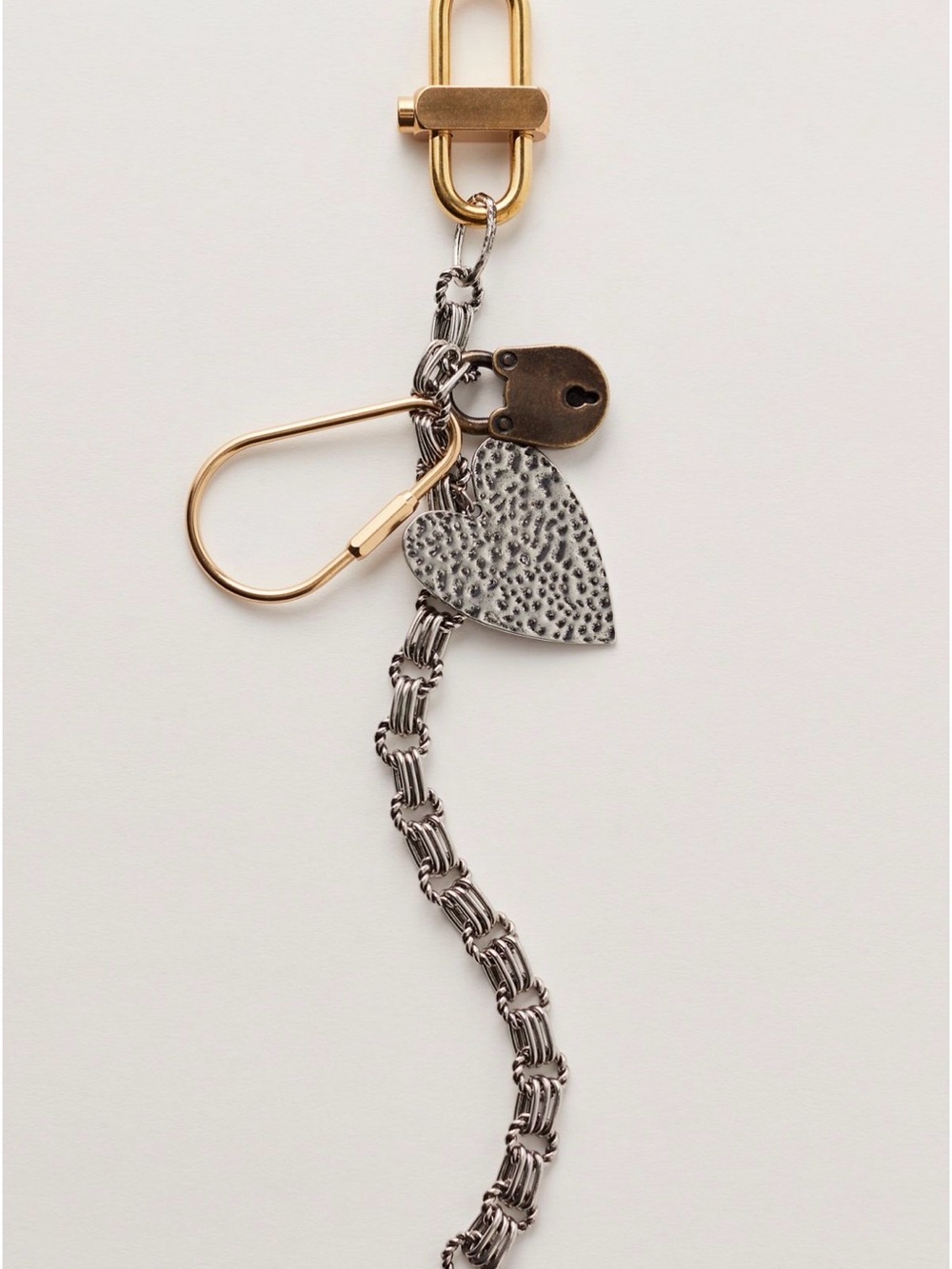 Free People Two-Tone Heart & Lock Bag Charm - Silver & Gold